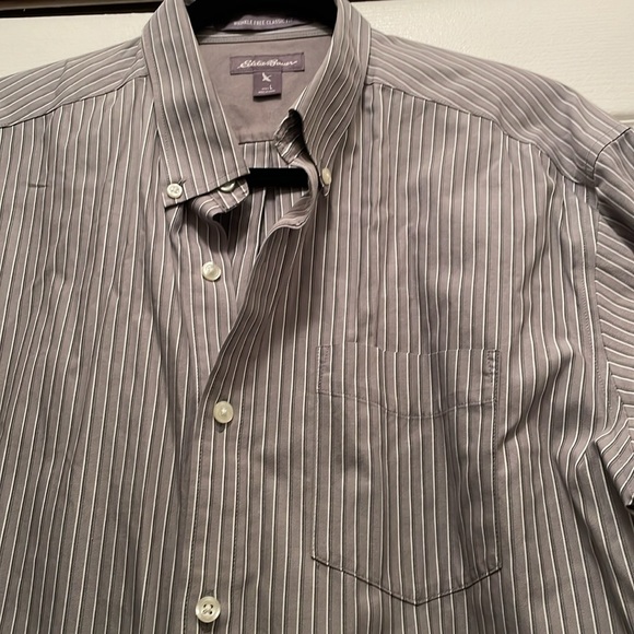 Eddie Bauer Gray Striped Button Down Dress Shirt - Picture 2 of 5